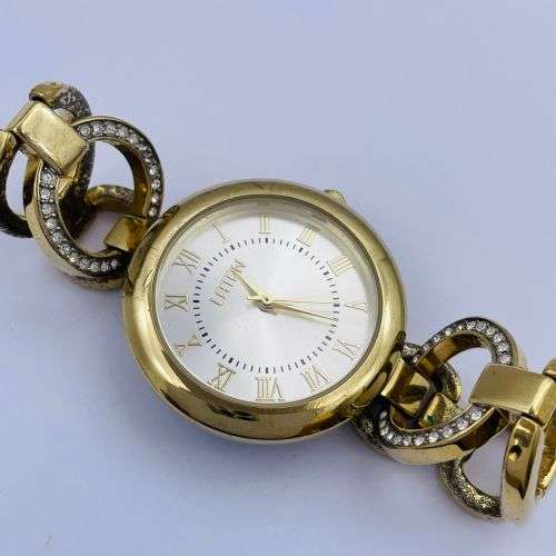 LATAN Gold Cubic Inlaid Ladies Dress Watch