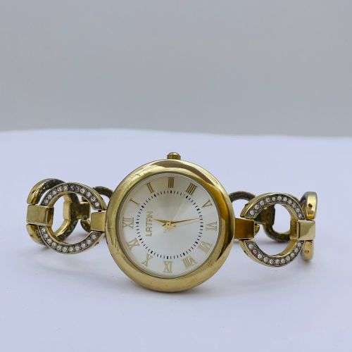 LATAN Gold Cubic Inlaid Ladies Dress Watch