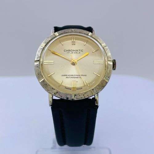CHROMATIC 17 Jewels Swiss Vintage Gold Watch