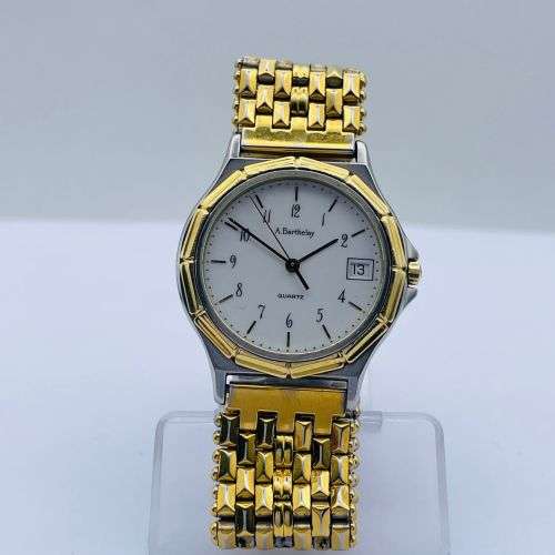 A. Barthelay Gold Fluted Link Dress Watch