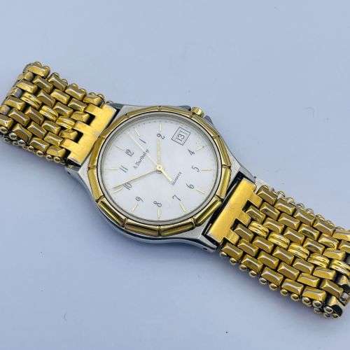 A. Barthelay Gold Fluted Link Dress Watch
