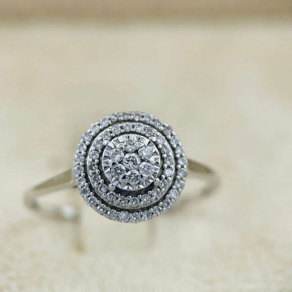 0.50CT White Gold Halo Cluster Ring