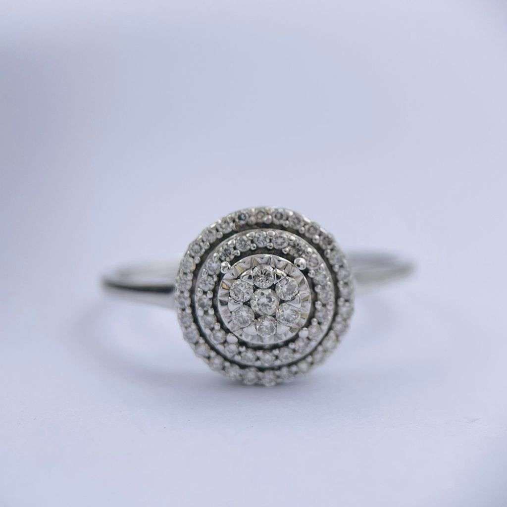 0.50CT White Gold Halo Cluster Ring