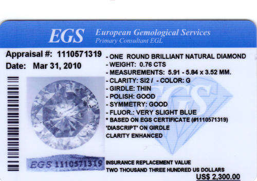 WOW!!! HUGE CERTIFIED 0.76ct G/Si2 ROUND BRILLIANT CUT SPARKLING ENGAGEMENT DIAMOND!!