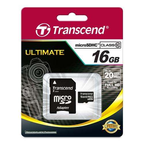 Transcend Ultra Performance MicroSD Flash Memory 16GB - Ideal for GOPRO