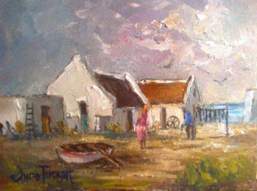 Arniston Cottages with fishing boat **JUNE TUCKETT** 25 x 35cm