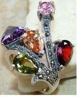AMETHYST, CITRINE, GARNET REAL GEMSTONES & 925 SILVER RING