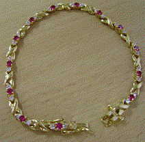 Pretty Red Ruby Bracelet Gold Plated - Brand New