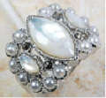 Stunning Shell White Pearl .925 Silver ring #10