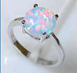 STUNNING WHITE FIRE OPAL GEMSTONE  925 Silver ring #9