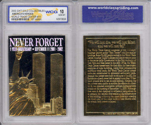 Remembering World Trade Center 9/11 23K Gold Card - GEM MINT 10 - Limited edition