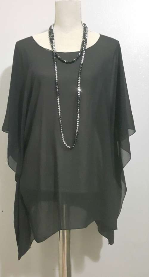 VANILLA LEE / BLACK KAFTAN TOP - SIZE 42 - 44 (XXL)