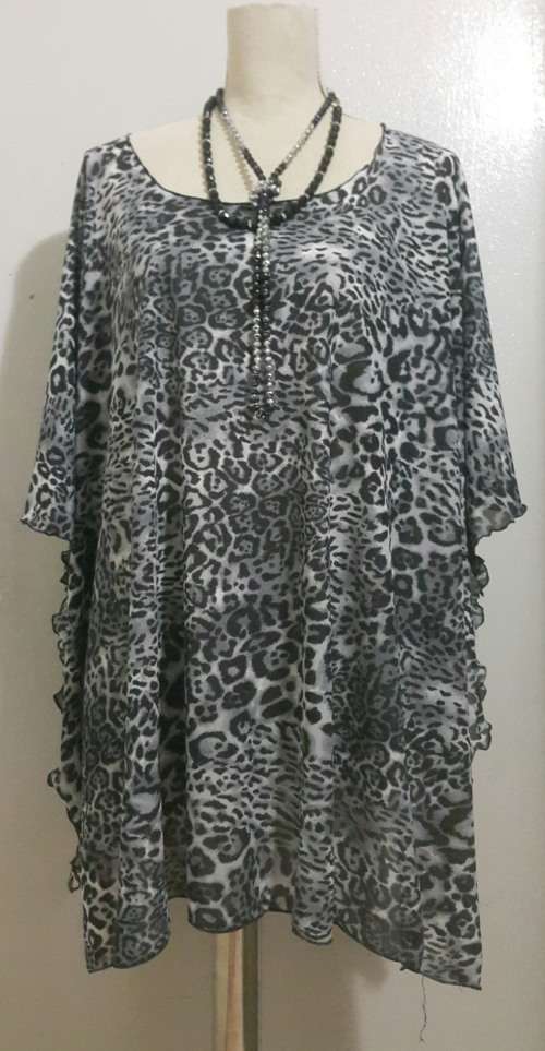 VANILLA LEE / Animal Print KAFTAN TOP - SIZE 42 - 44 (XXL)