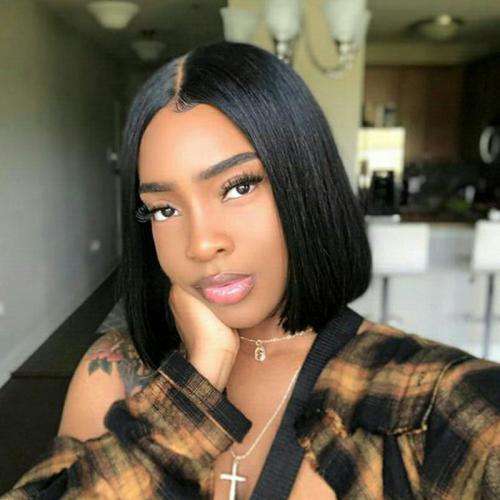 Human Hair Investment WIG / 200% Extra Thick Brazilian Straight Bob - Black 12` length