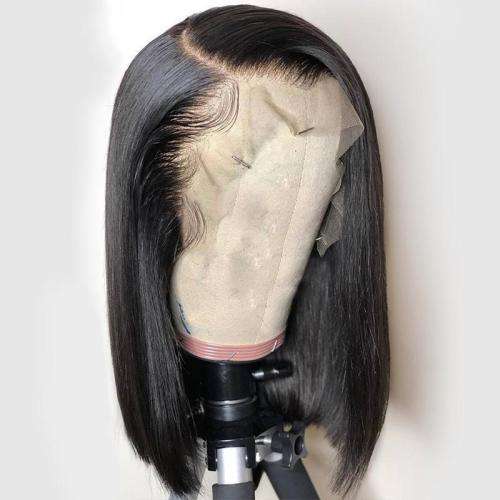 Human Hair Investment WIG / 200% Extra Thick Brazilian Straight Bob - Black 12` length