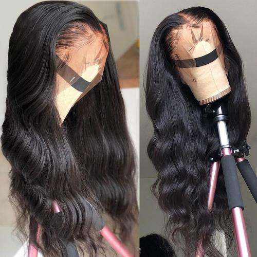 Human Hair Investment WIG / 200% Extra Thick / Black Long Remi Brazilian Body Wave / 20` length