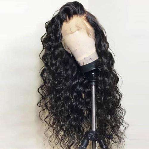 Human Hair Investment WIG / 200% Extra Thick / Black Natural Loose Wave Brazilian / 24` length