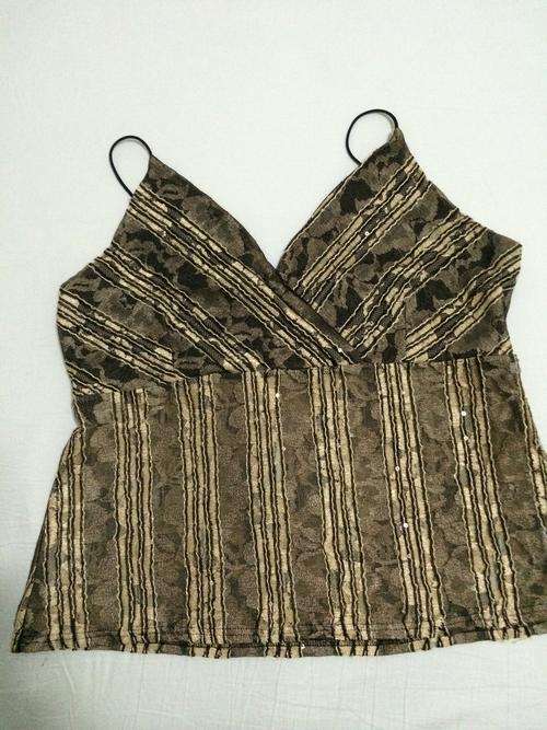 SIZE 38/40 - CAMILOLE TYPE EVENING WEAR TOP - Gold and Black