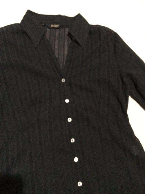 VERY STUNNING BLACK TOP WITH SHEER FABRIC - OASIS LABEL - SIZE 14 - USED ONCE FOR SHORT TIME