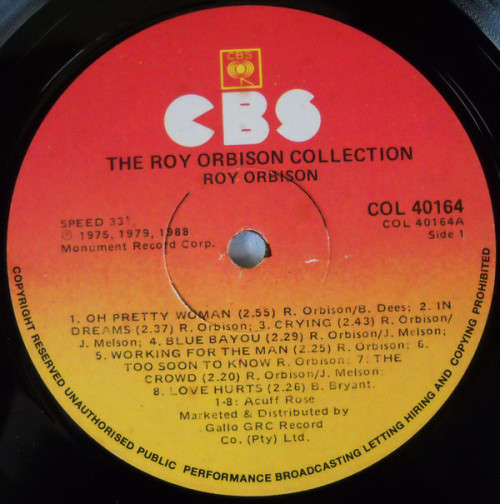 Roy Orbison  The Roy Orbison Collection 16 Greates Hits LP