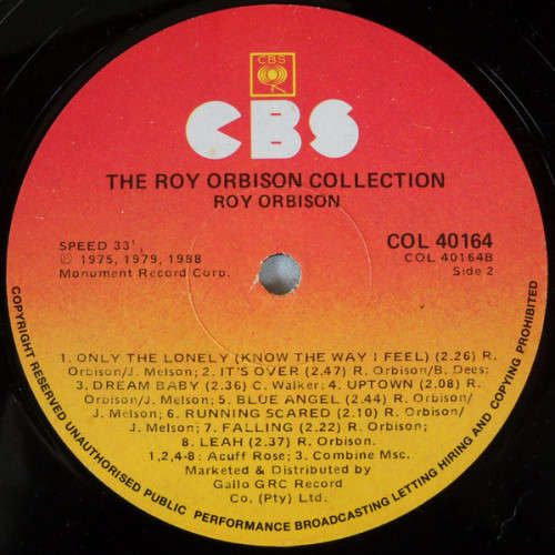 Roy Orbison  The Roy Orbison Collection 16 Greates Hits LP