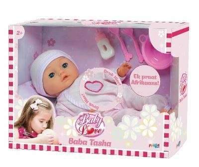 BABY LOVE - BABY TASHA - AFRIKAANS SPEAKING DOLL/POP - 50 PHRASES - SOFT BODY
