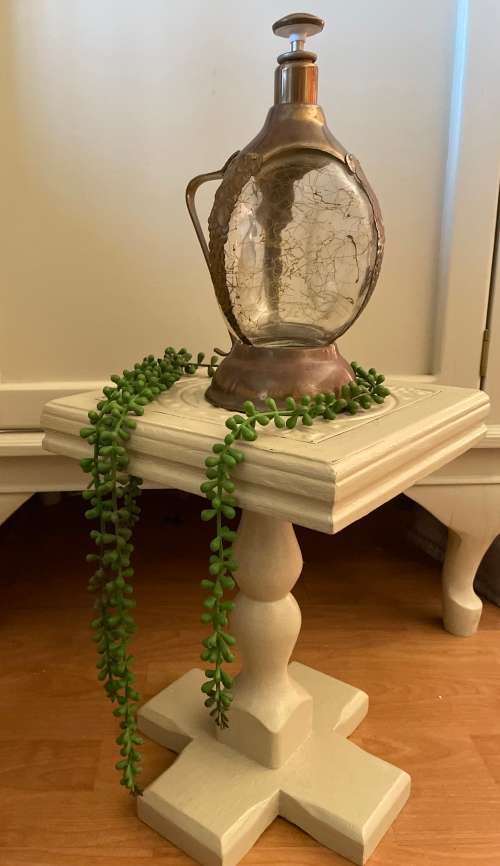 Vintage Brass/Glass Musical Decanter Liquor Music Box playing song `How Dry I Am`