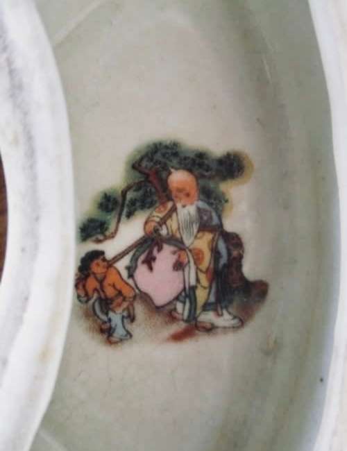 Very rare vintage porcelain circle of crescent trinket boxes