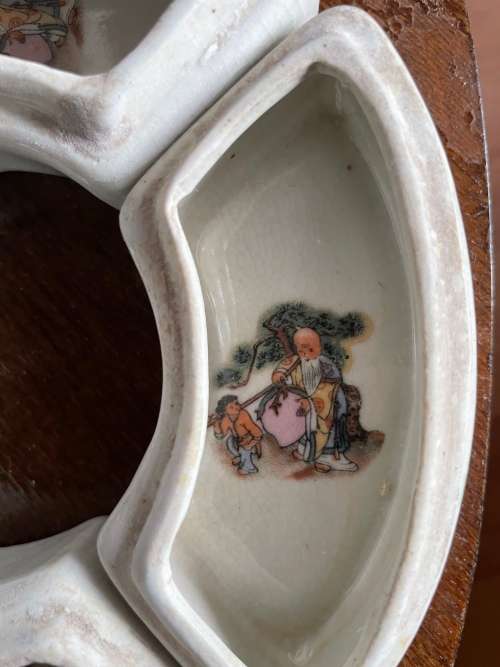 Very rare vintage porcelain circle of crescent trinket boxes