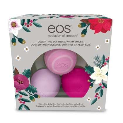 EOS Limited Edition Holiday 3 Pack Smooth Sphere Lip Balm (Honey Apple, Wildberry, Passion fruit)