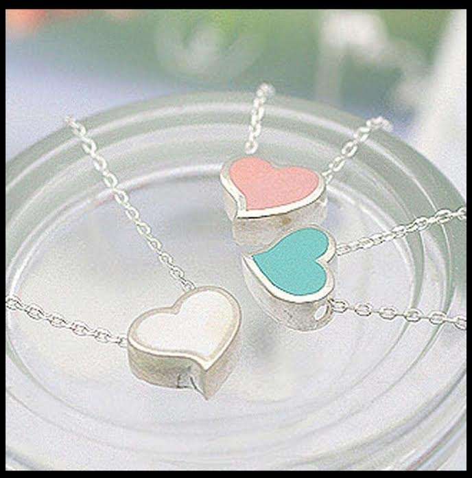 Fashionable Pink Enamel Heart Pendant on Chain