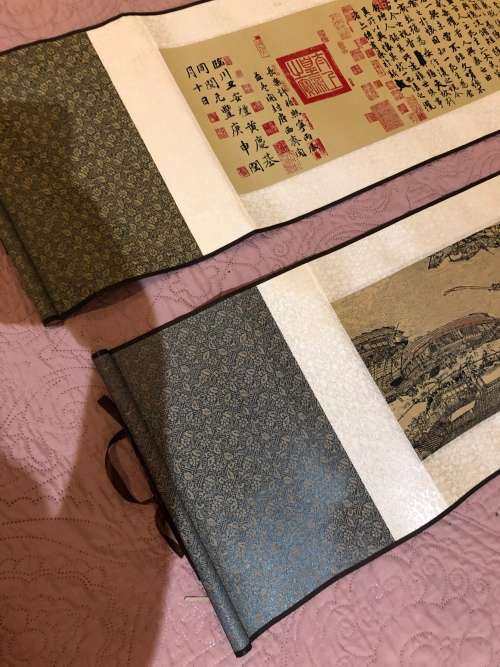 Silk wall hangings Oriental boxed