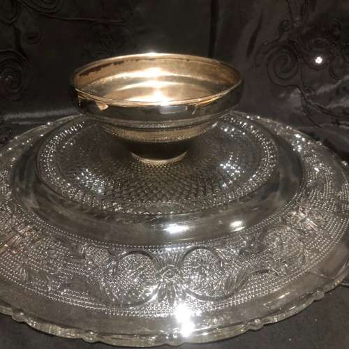Cake stand/Tazza silver plated/glass