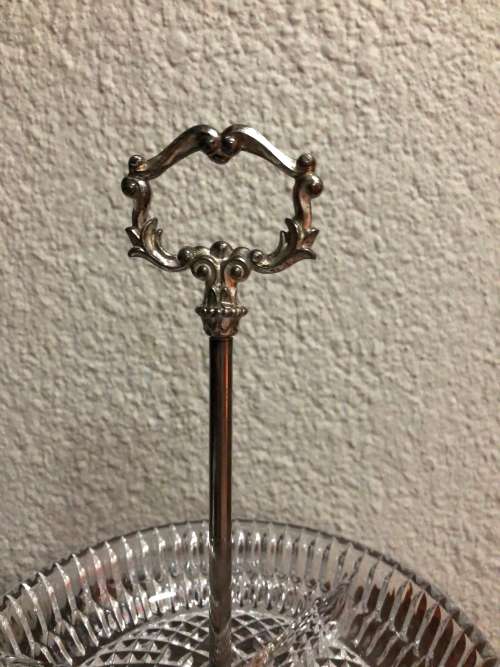 Pressed Glass Silver Plated Snack Server