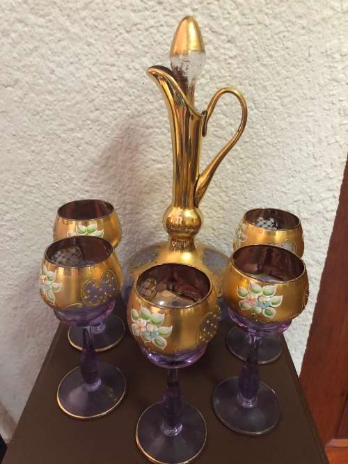 Venetian Decanter And Glasses Set