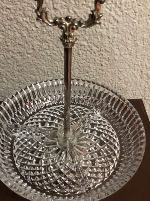 Pressed Glass Silver Plated Snack Server