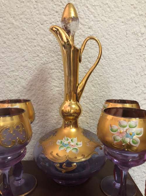 Venetian Decanter And Glasses Set