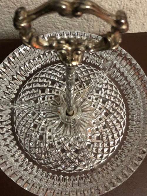 Pressed Glass Silver Plated Snack Server