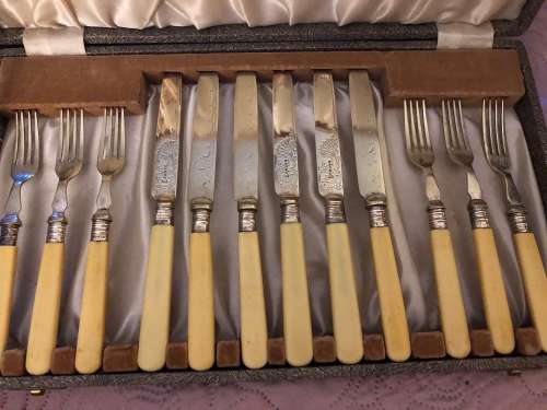 Sterling Silver Cuffed Bone Handle Cutlery(CUT340)