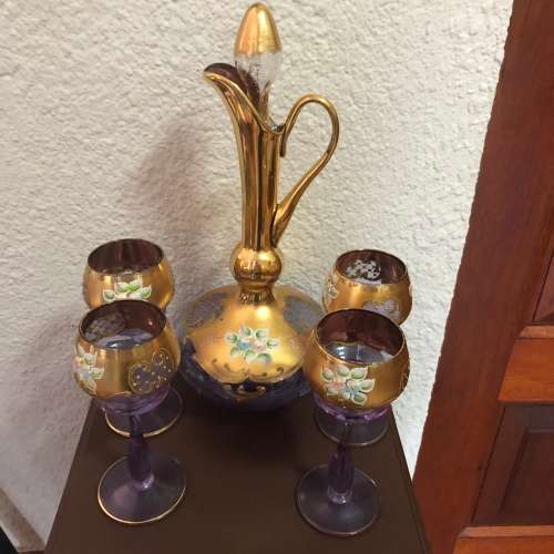 Venetian Decanter And Glasses Set