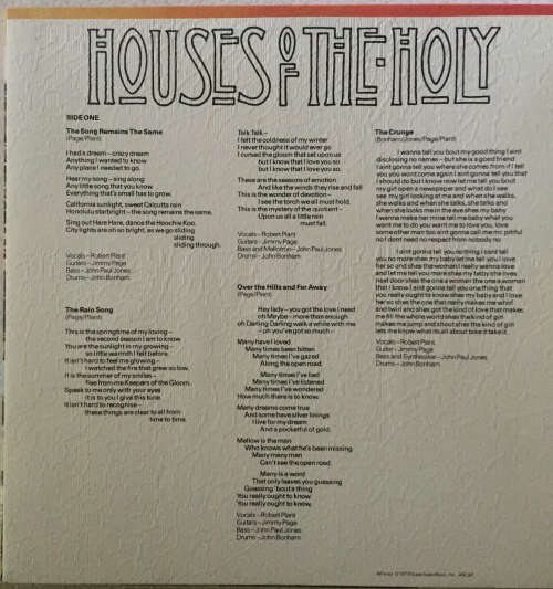 Led Zeppelin- Houses of the Holy Vinyl LP US 1973