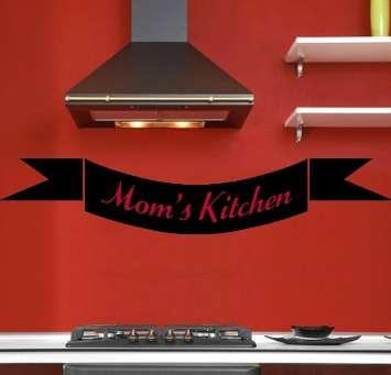 VINYL DECAL "MOM'S KITCHEN" RIBBON STICKER SMALL CHOOSE COLOUR/S