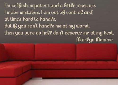 FREE SHIPPING - AT MY BEST MARILYN MONROE QUOTE 4 WALL STICKER - CHOOSE COLOUR