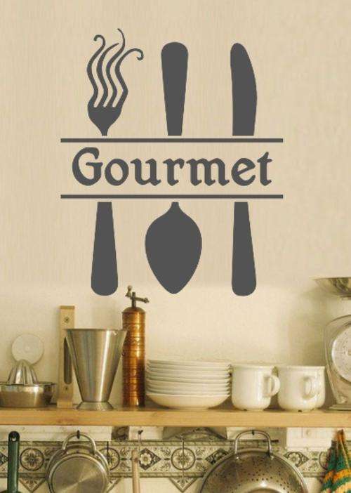 FREE SHIP/LOW COURIER - GOURMET CUTLERY FOR YOUR KITCHEN - WALL STICKER - 60+ COLOURS
