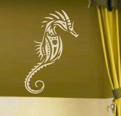 VINYL DECAL - TRIBAL SEAHORSE - WALL ART