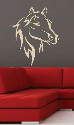 FREE SHIP/LOW COURIER - LINE ART HORSE HEAD - WALL STICKER - 60+ COLOURS