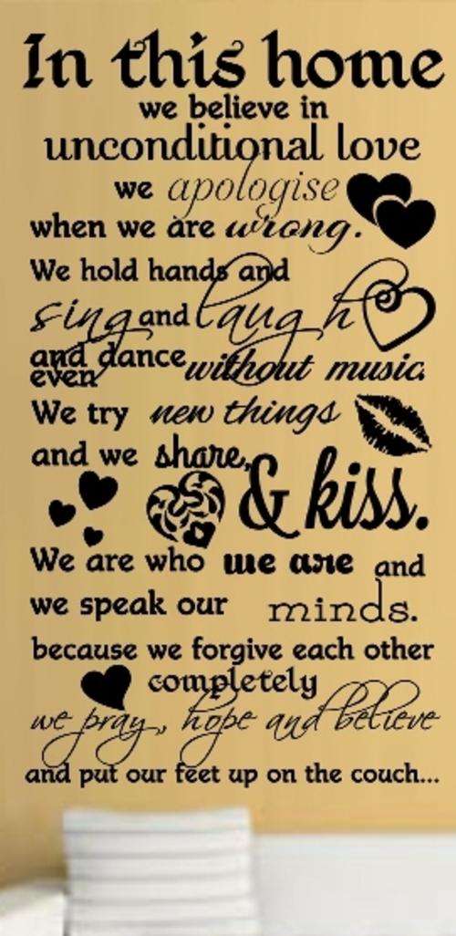 FREE SHIP/LOW COURIER - IN THIS HOME INSPIRATIONAL QUOTE WALL STICKER - 60+ COLOURS