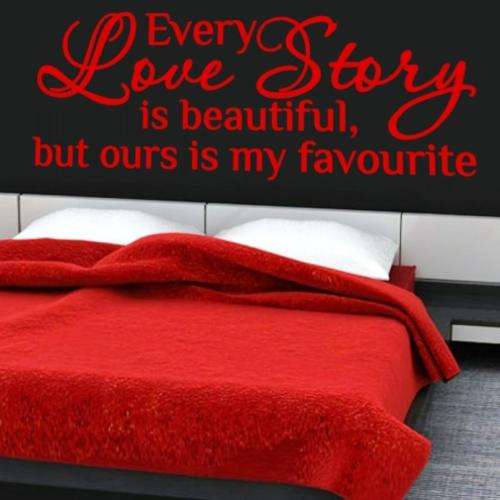 VINYL DECAL - LOVE STORY ROMANTIC QUOTE 4  WALL ART - CHOOSE COLOUR