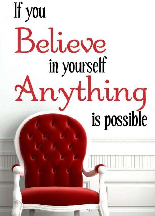 FREE SHIP/LOW COURIER - BELIEVE IN YOURSELF INSPIRATIONAL QUOTE 5 WALL STICKER - 60+ COLOURS