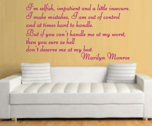 FREE SHIPPING - AT MY BEST MARILYN MONROE QUOTE 1 WALL STICKER - CHOOSE COLOUR